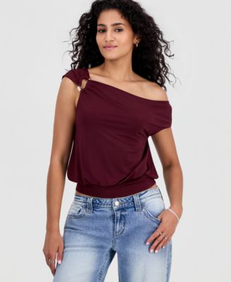 Juniors' Asymmetrical Cropped Top