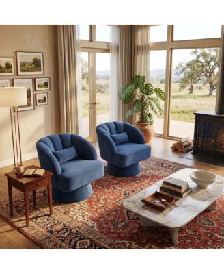 2Piece Ultra-Plush Swivel Accent Chair 360degree Barrel Chair with Cloud-Like Padding