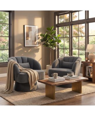2Piece Ultra-Plush Swivel Accent Chair 360degree Barrel Chair with Cloud-Like Padding