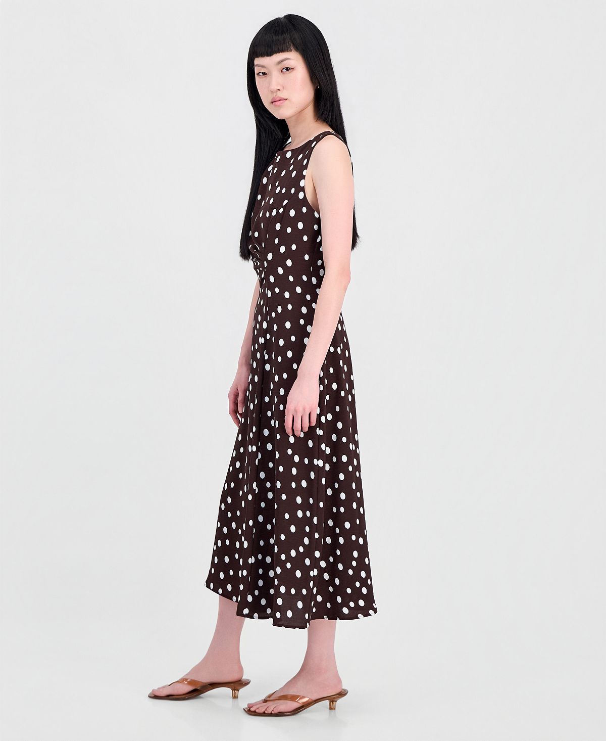 Connected Women's Printed Side-Shirred Fit & Flare Dress view 4 — MAYCSS fashion products