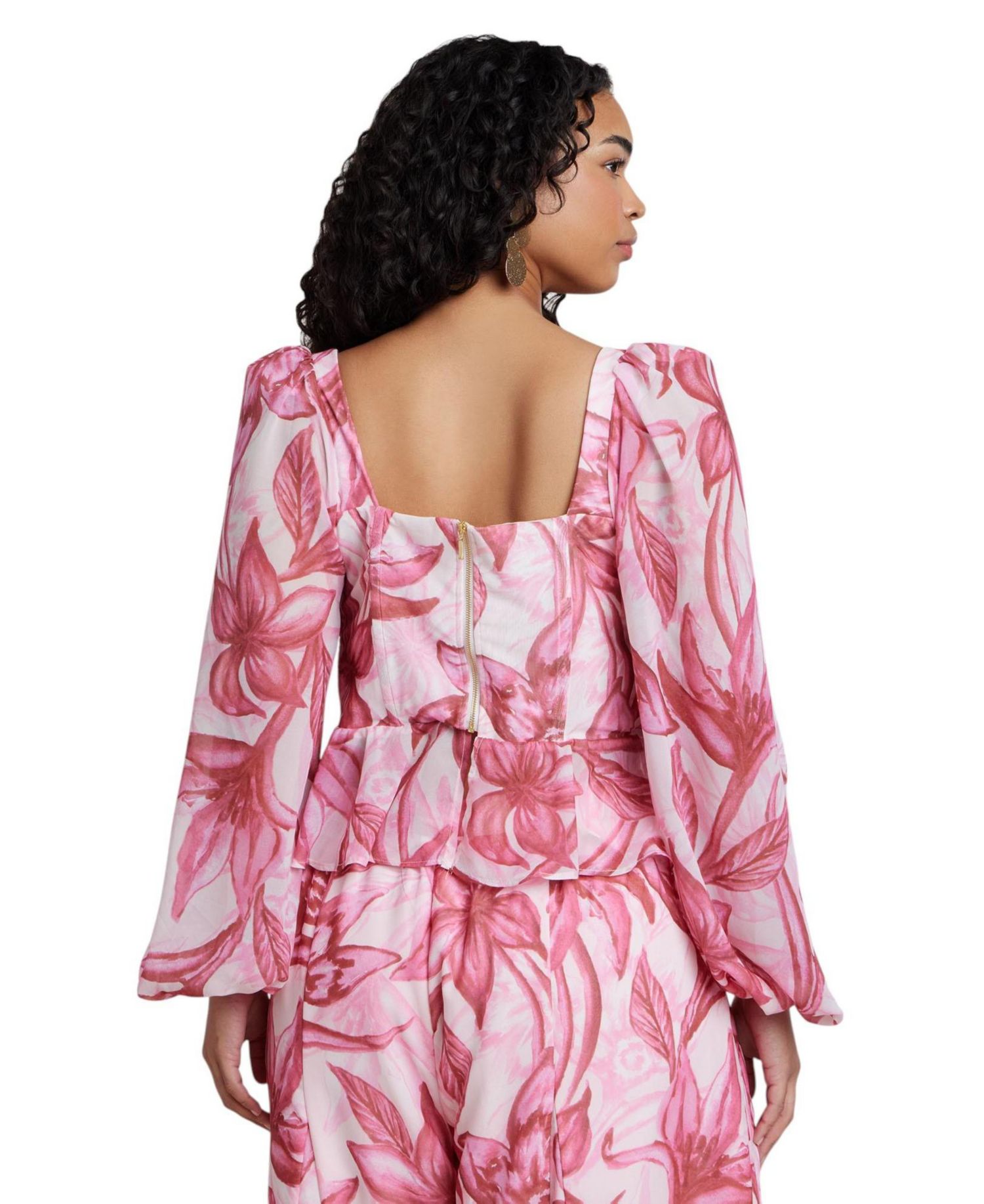 Women's Puff-Sleeve Peplum Top