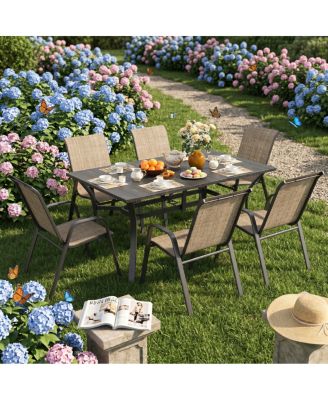 Streamdale 7-Piece Outdoor Patio Dining Set: Rectangular Metal Table and 6 Ergonomic Chairs