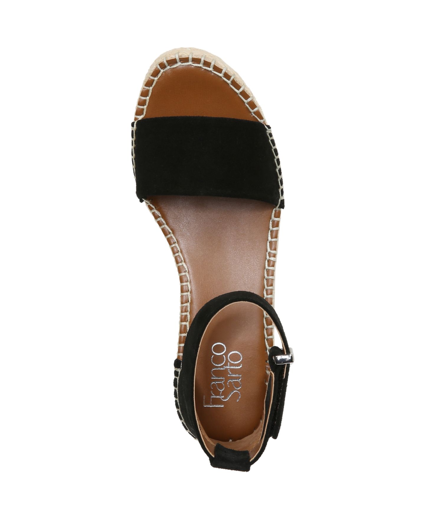 Женские сандалии Franco Sarto Pela Open Toe Espadrille, цвет: Чёрный замшевый — фото 4
