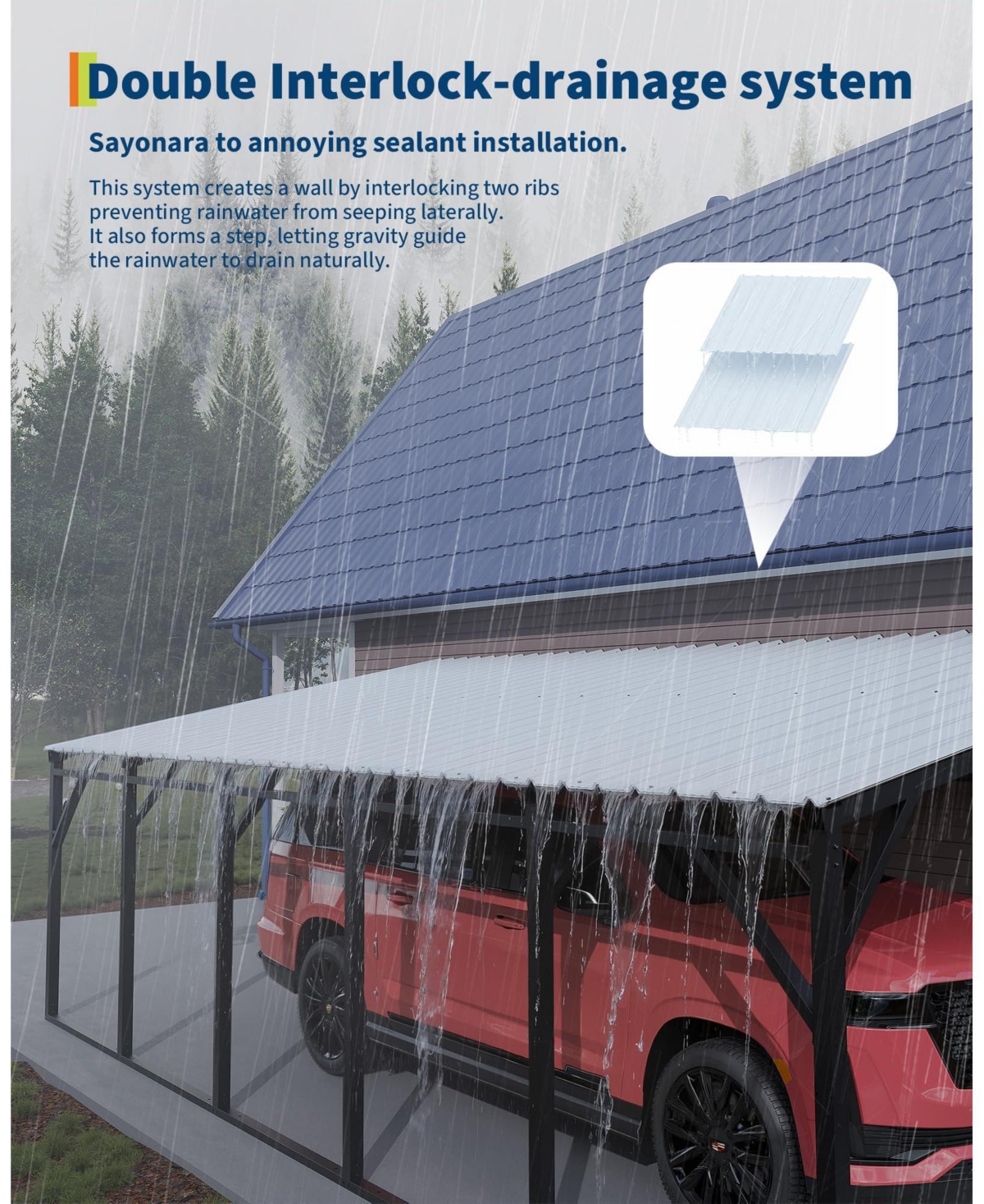 homfan 12x25 Ft Heavy Duty Carport, Galvanized Steel Frame with Vertical Profile Steel Roof, Vehicle Parking Shelter
