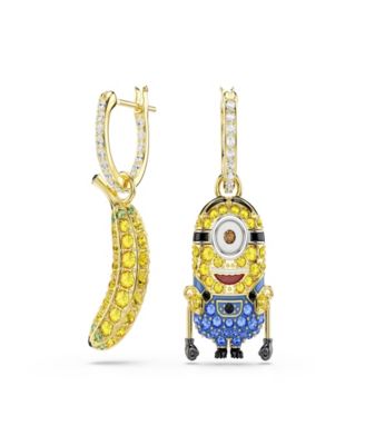 Gold-Tone Plated Minions Stuart and Banana Drop Earrings