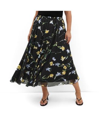 Plus Size Serene Petal Print Skirt