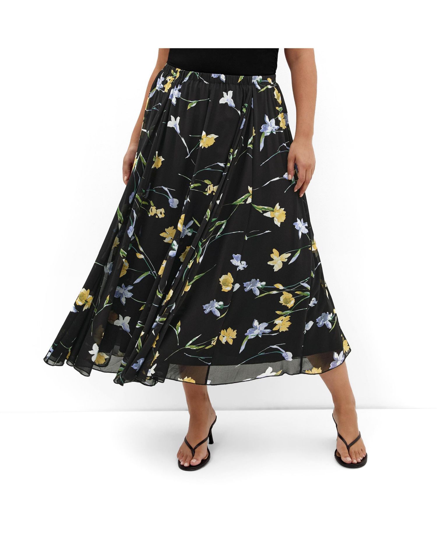 Plus Size Serene Petal Print Skirt