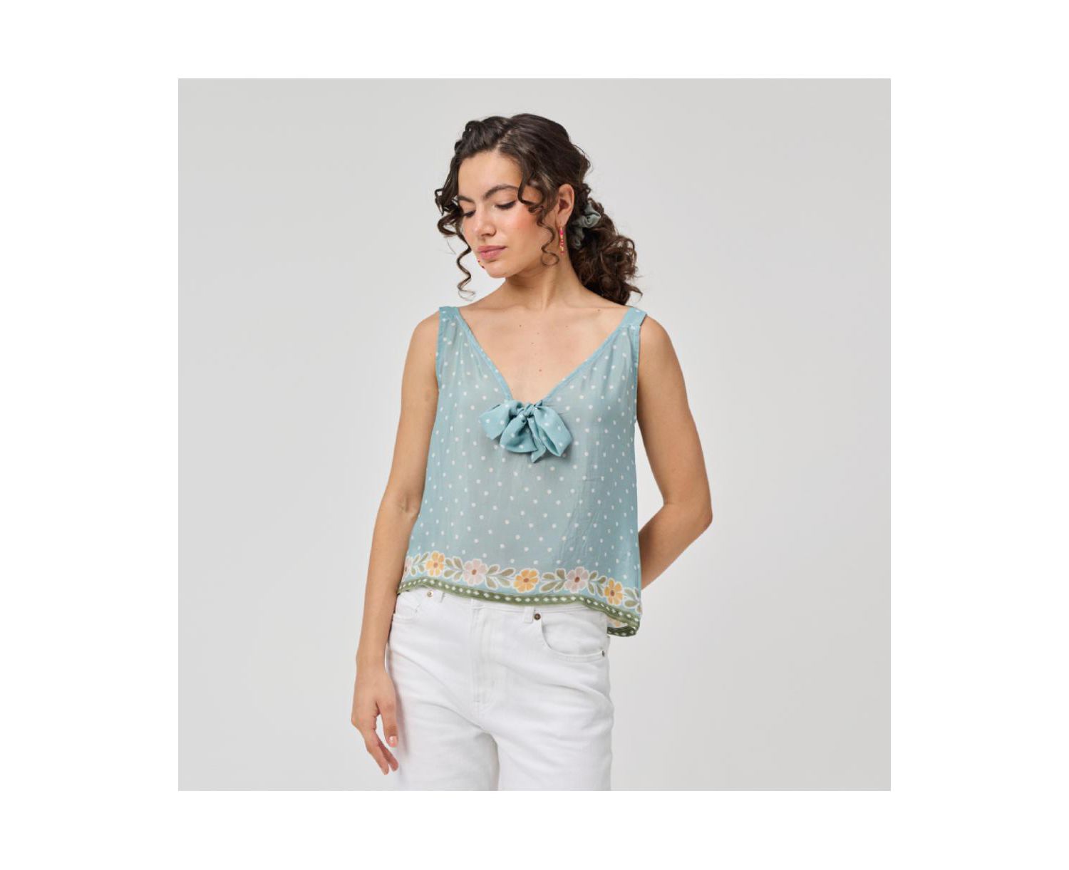 Women's Bow Bemberg Tie Cami Top