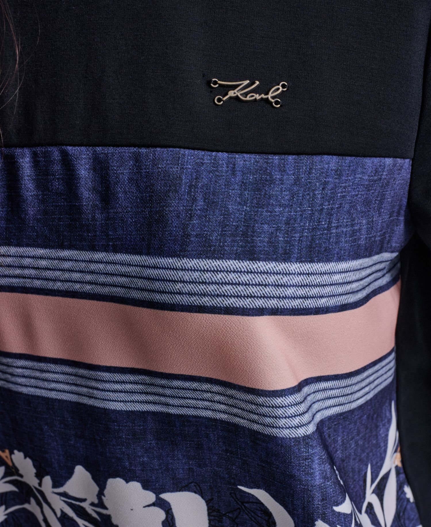 Women's Short-Sleeve Mix-Media Printed Knit Top