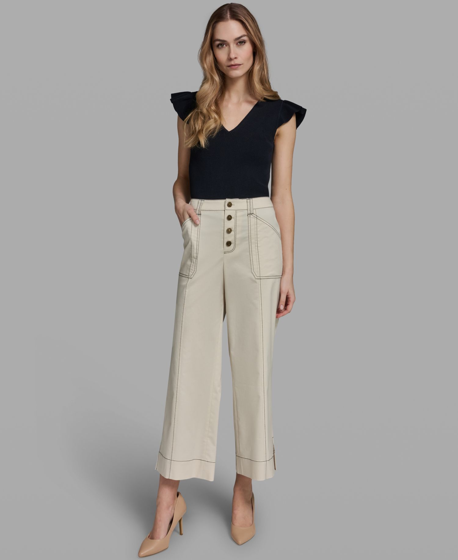 Women's Contrast Stitch Ankle Pants