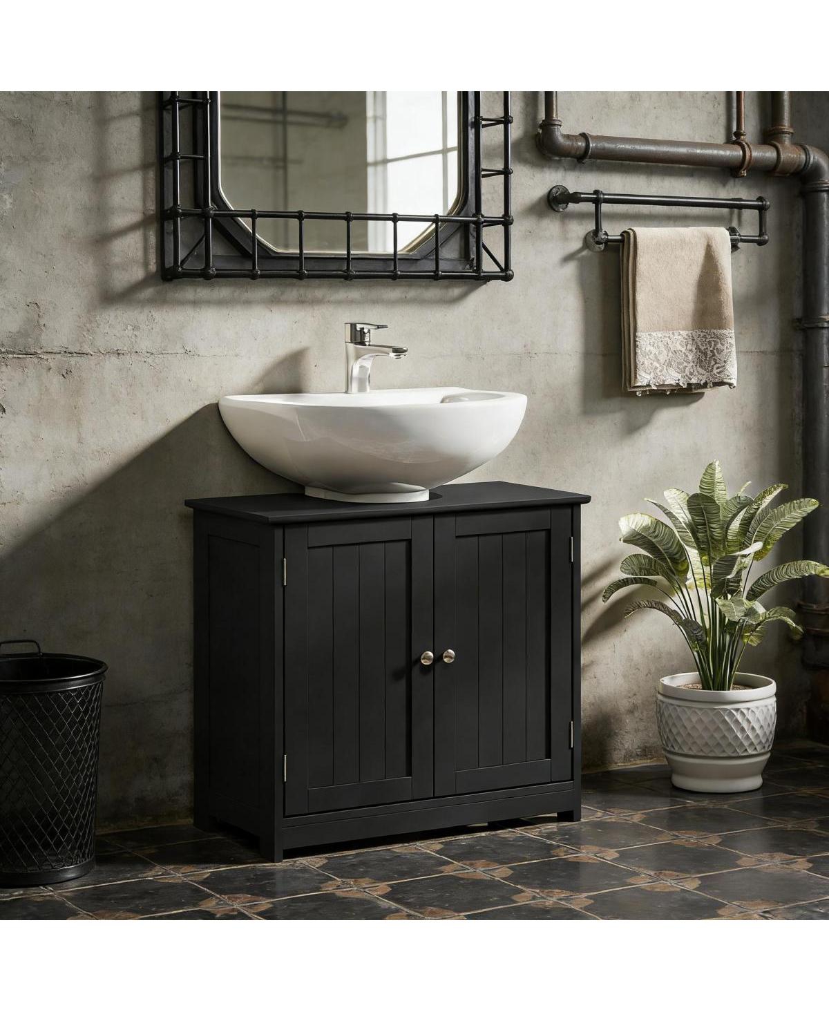 Sillysis 23.5 Inch Under Sink Bathroom Storage Cabinet with Adjustable Shelf, Space Saving Vanity for Small Bathrooms