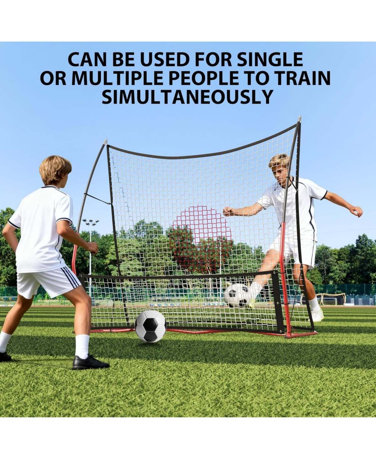 Xo 2-in-1 Soccer Rebounder Net, Adjustable Portable Training Net with Carry Bag and Stakes, Backyard Indoor Outdoor Soccer Practice