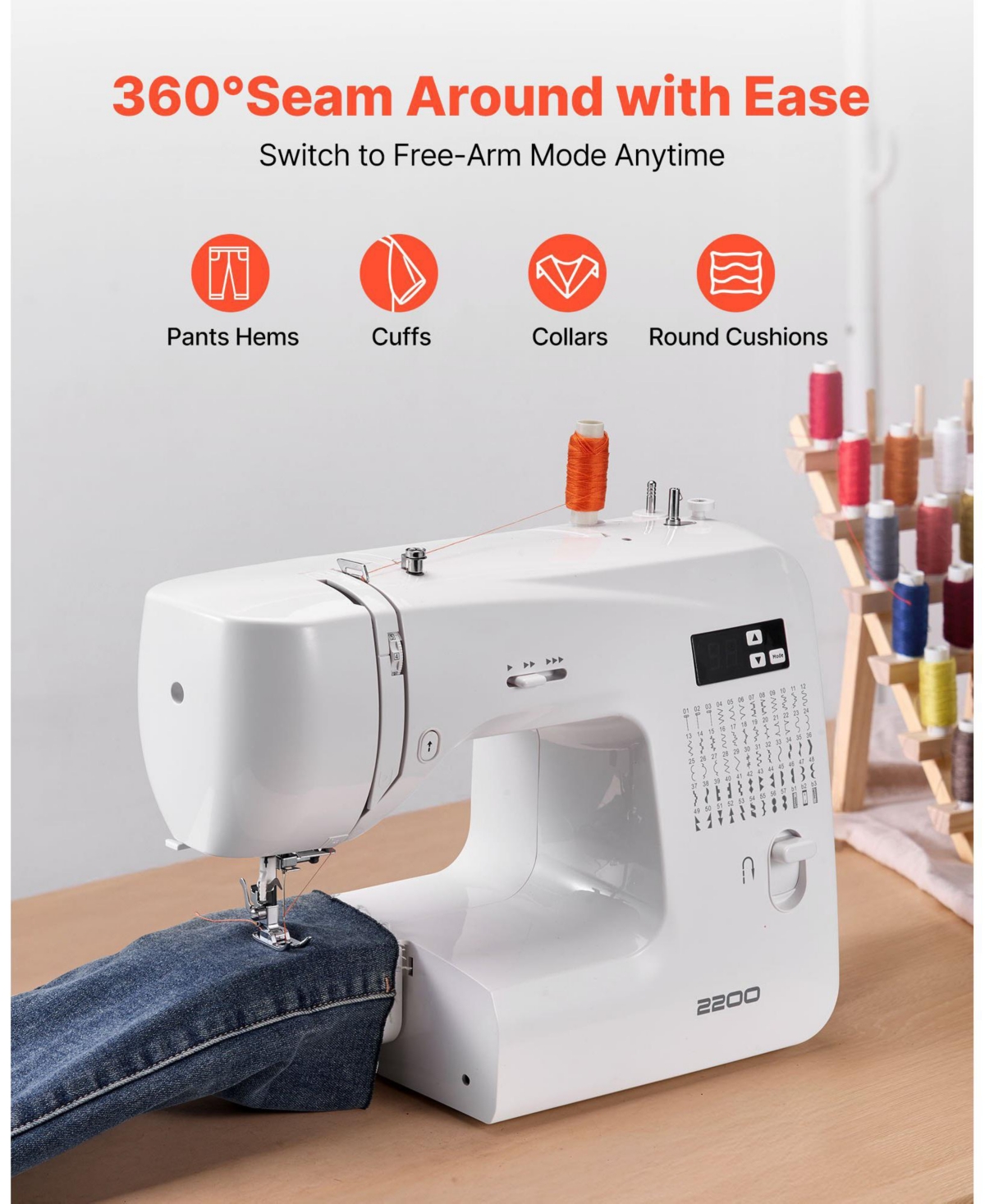 Sugift Computerized Sewing Machine with 60 Built-In Stitches, Led Display and Heavy-Duty Metal Frame