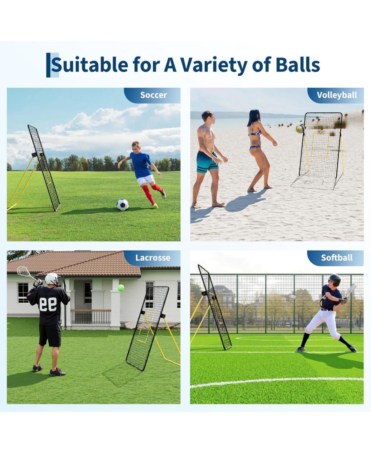 Xo Volleyball Rebounder Net, Adjustable Bounce Trainer for Serving Passing, Portable Foldable Training Net