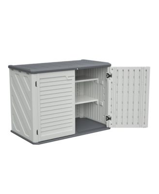 28 Cube.feet Horizontal Outdoor Storage Shed with Removable Shelf, Lockable Weather-Resistant HDPE Cabinet for Backyard, Patio, Garden