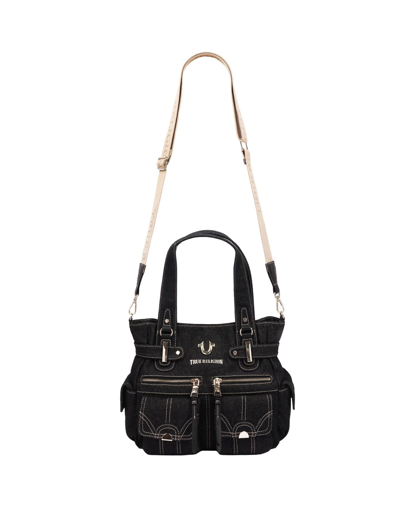 Женская сумка True Religion Multi Pocket Denim Cinch Tote, цвет: Чёрный — фото 6