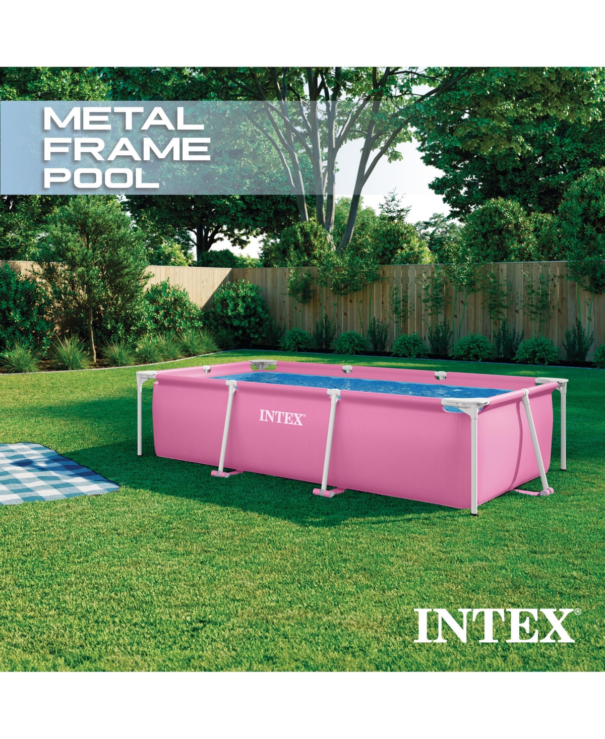 Intex 8.5' x 26" Rectangular Frame Above Ground Outdoor Swimming Pool