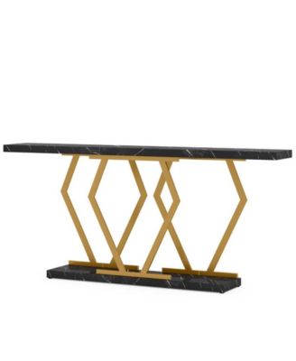 Modern Entryway Console Table with Faux Marble Surface for Behind Sofa Use