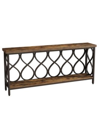 Modern Industrial Console Table with 2-Tier Shelves for Living Room and Entryway