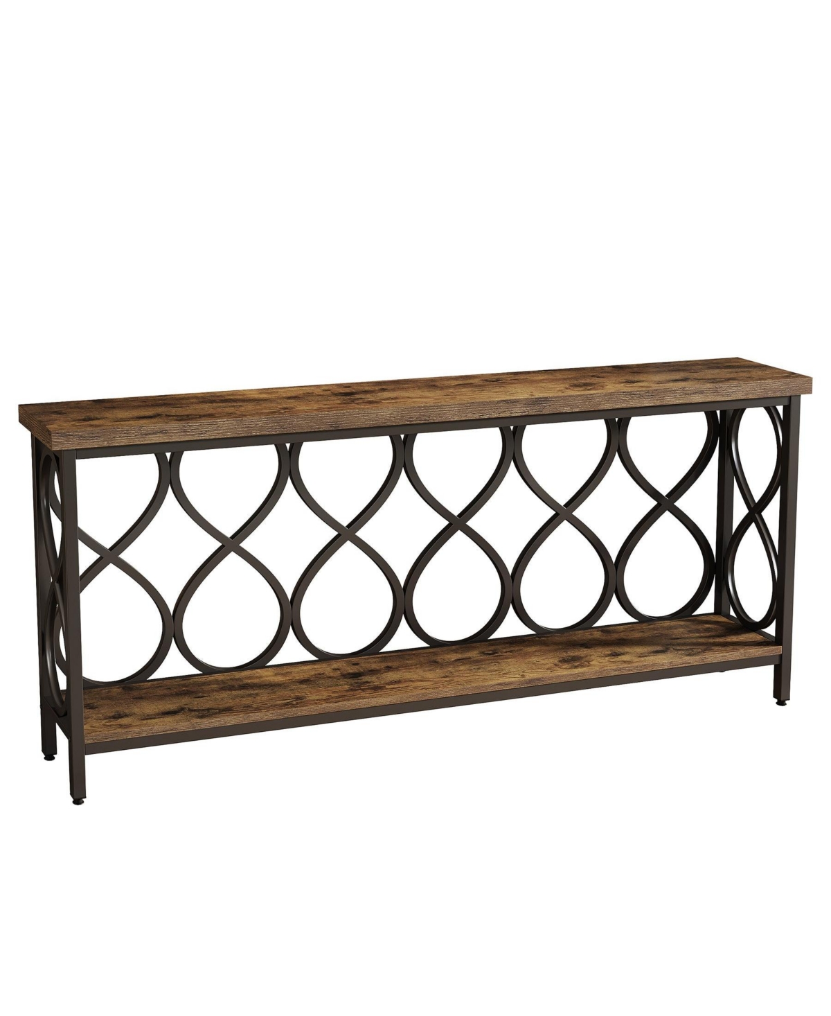 Slickblue Modern Industrial Console Table with 2-Tier Shelves for Living Room and Entryway