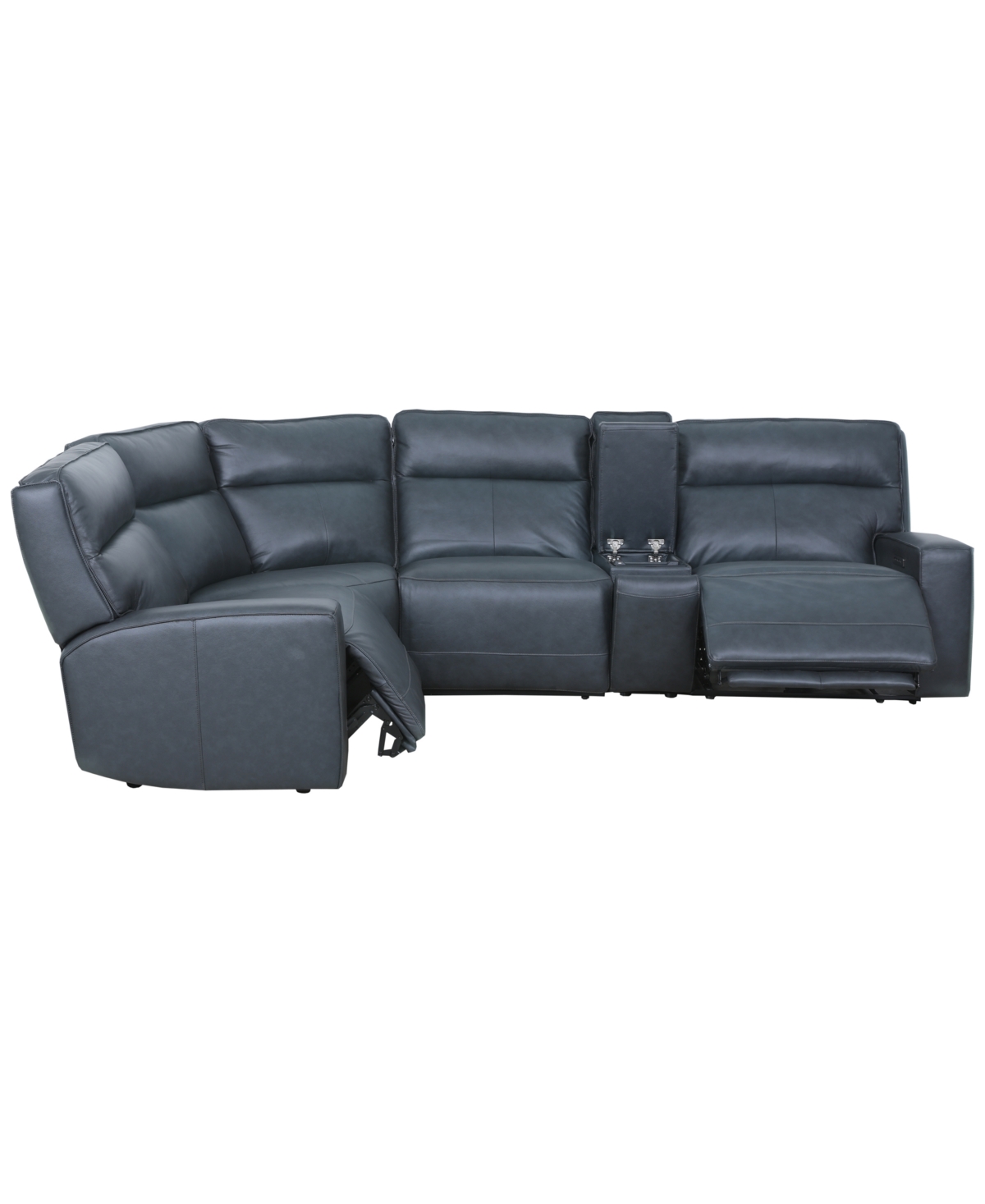 Zackary 5-Piece L Shape Leather Sectional with 2 Power Motion & Console, Macy's Exclusive