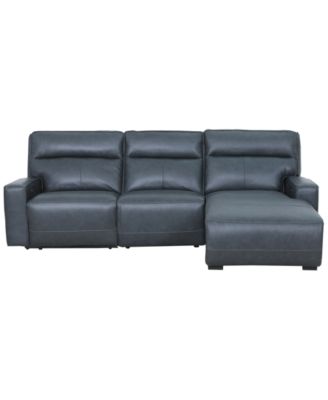 Zackary 3-Piece Leather Chaise Sofa with 3 Power Motion