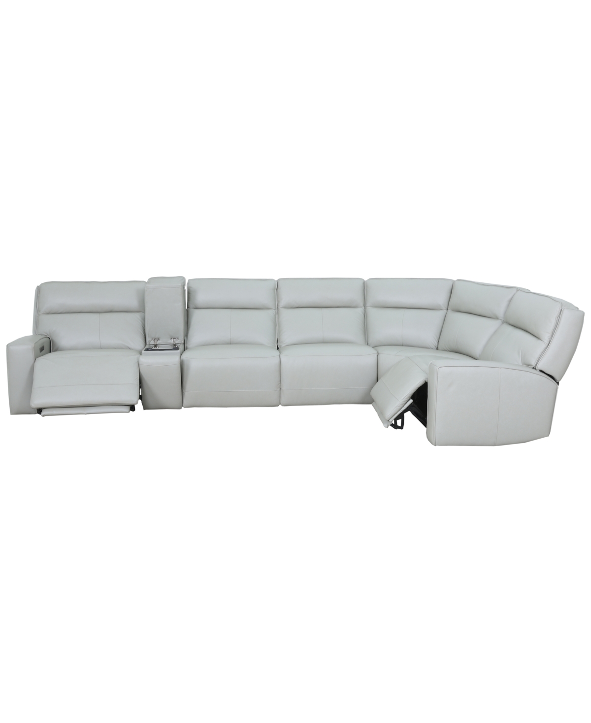 Zackary 6-Piece L Shape Leather Sectional with 2 Power Motion & Console, Macy's Exclusive