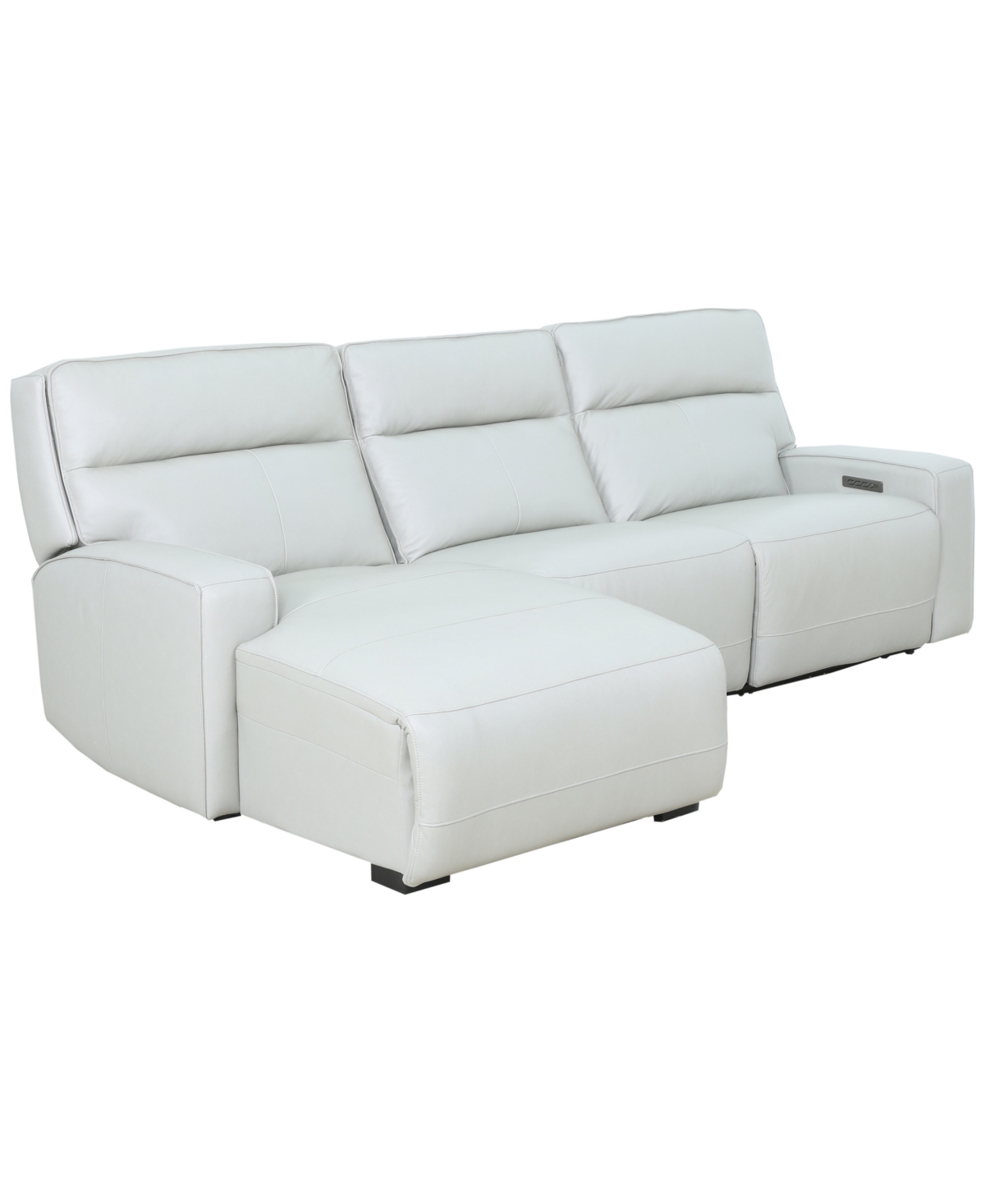 Zackary 3-Piece Leather Chaise Sofa with 3 Power Motion, Macy's Exclusive