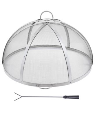 Firepit Spark Screen Lid,Stainless Steel Ring Cover with Handles