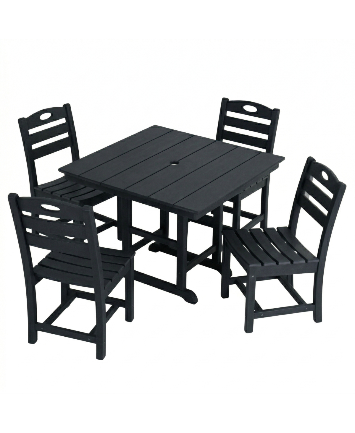 Streamdale Furniture Hdpe 4-Piece Square Patio Dining Set with Umbrella Hole