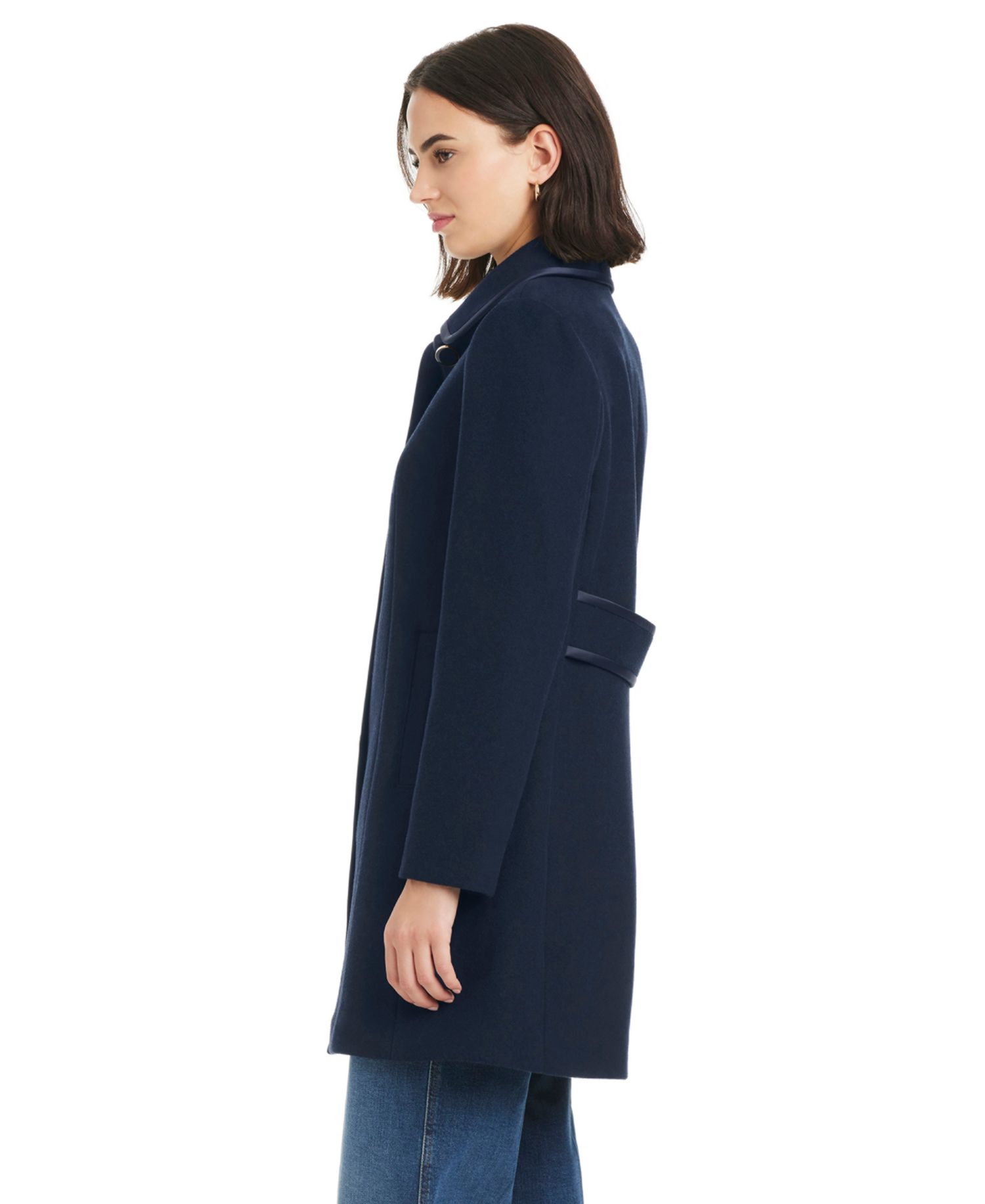 Women's Single Breasted Satin-Trimmed Coat