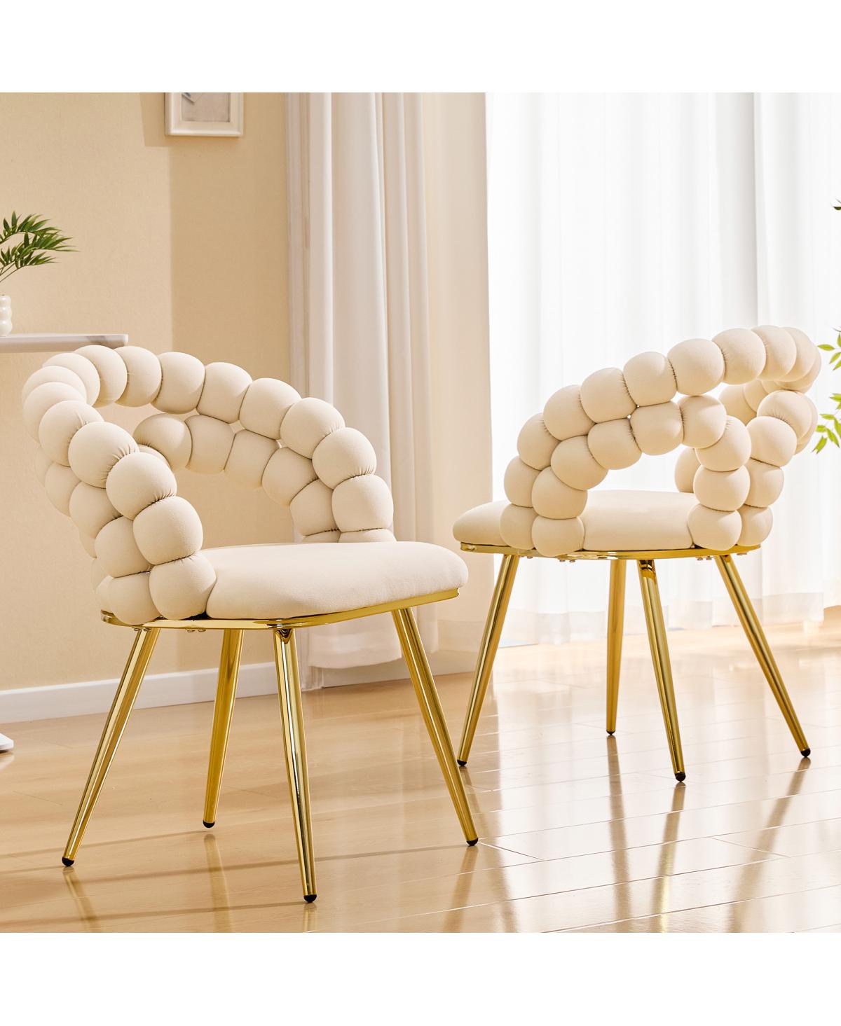 Streamdale Furniture Modern Velvet Bubble Back Dining Chairs with Legs, Set of 2