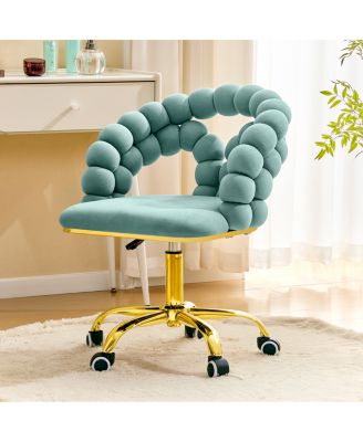 Modern Velvet Adjustable Swivel Desk Chair with Base