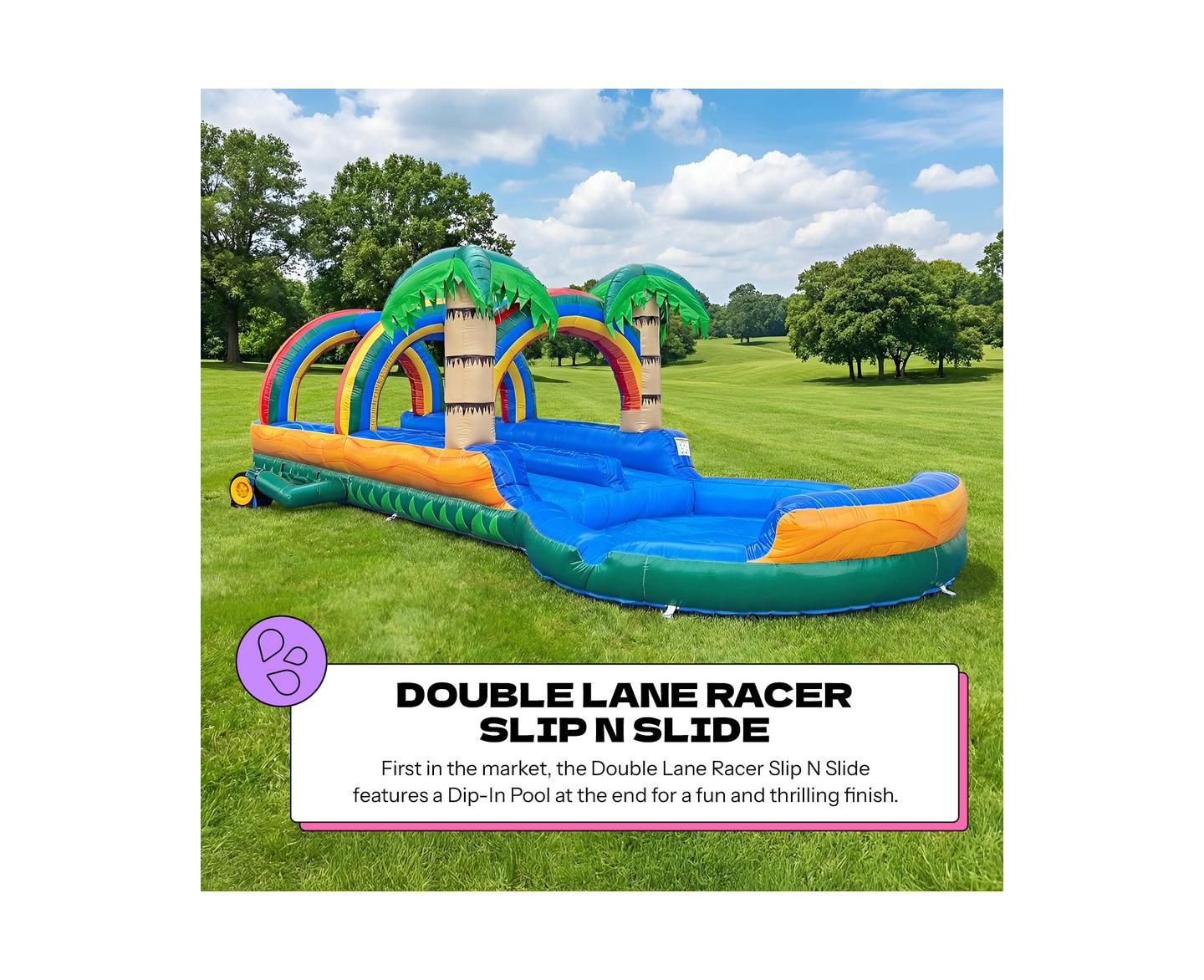 Детская игрушка POP JUMP Tropical 27' Dual Lane Slip N Slide With Pool, цвет: Разноцветный — фото 4