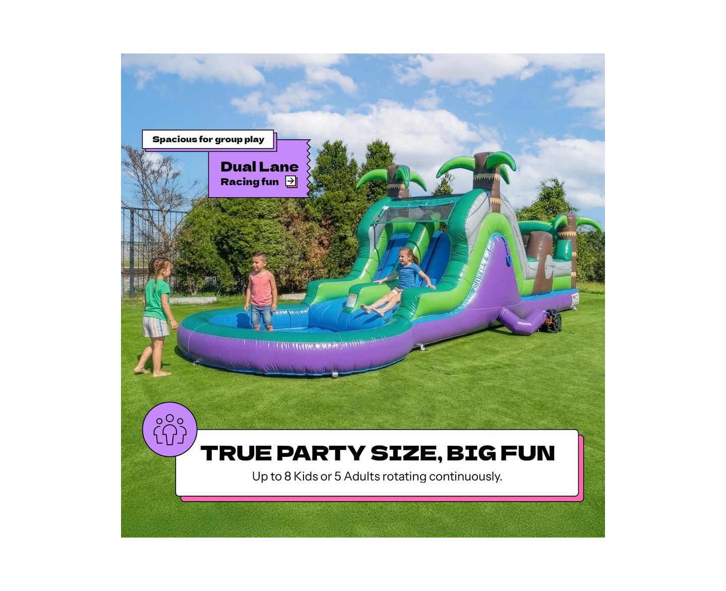 Детская игрушка POP JUMP Tropical 28' Obstacle Course with Slide, цвет: Разноцветный — фото 5