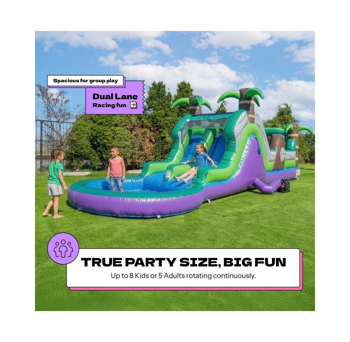 Pop Jump Tropical 28' Obstacle Course with Slide