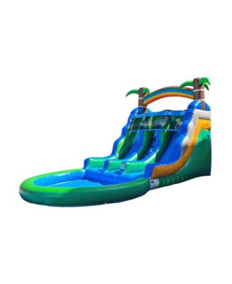 Tropical Island 23' Dual Lane Center Climb Waterslide With Attached Pool