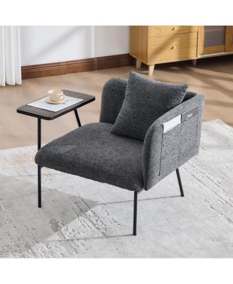 Modern Upholstered Lounge Chair with Side Table and Storage Pockets
