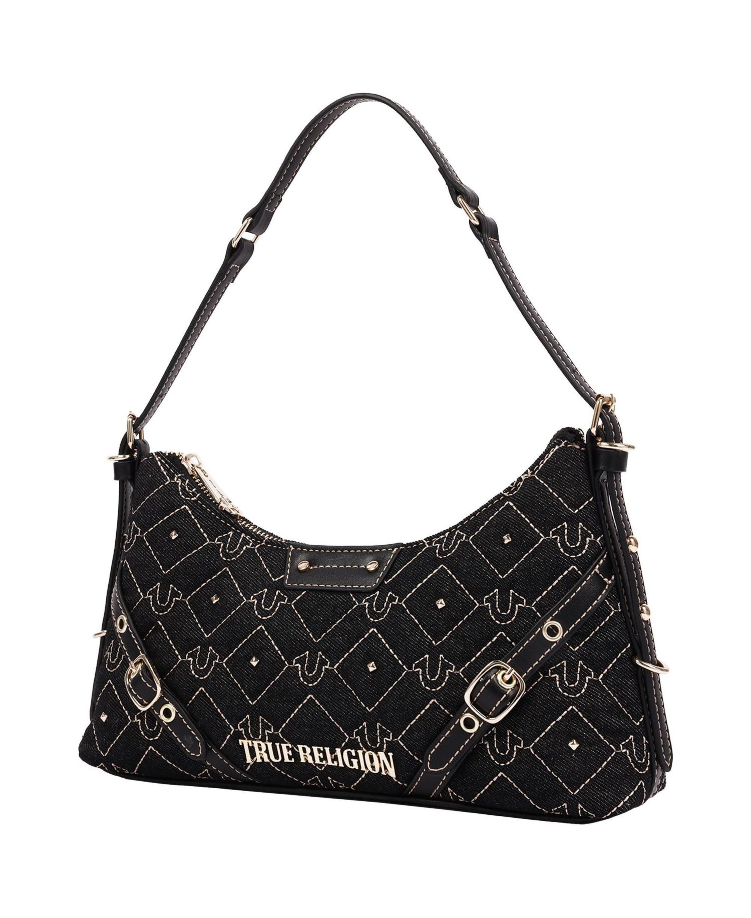Women's Studded Denim Chain Shoulder Bag