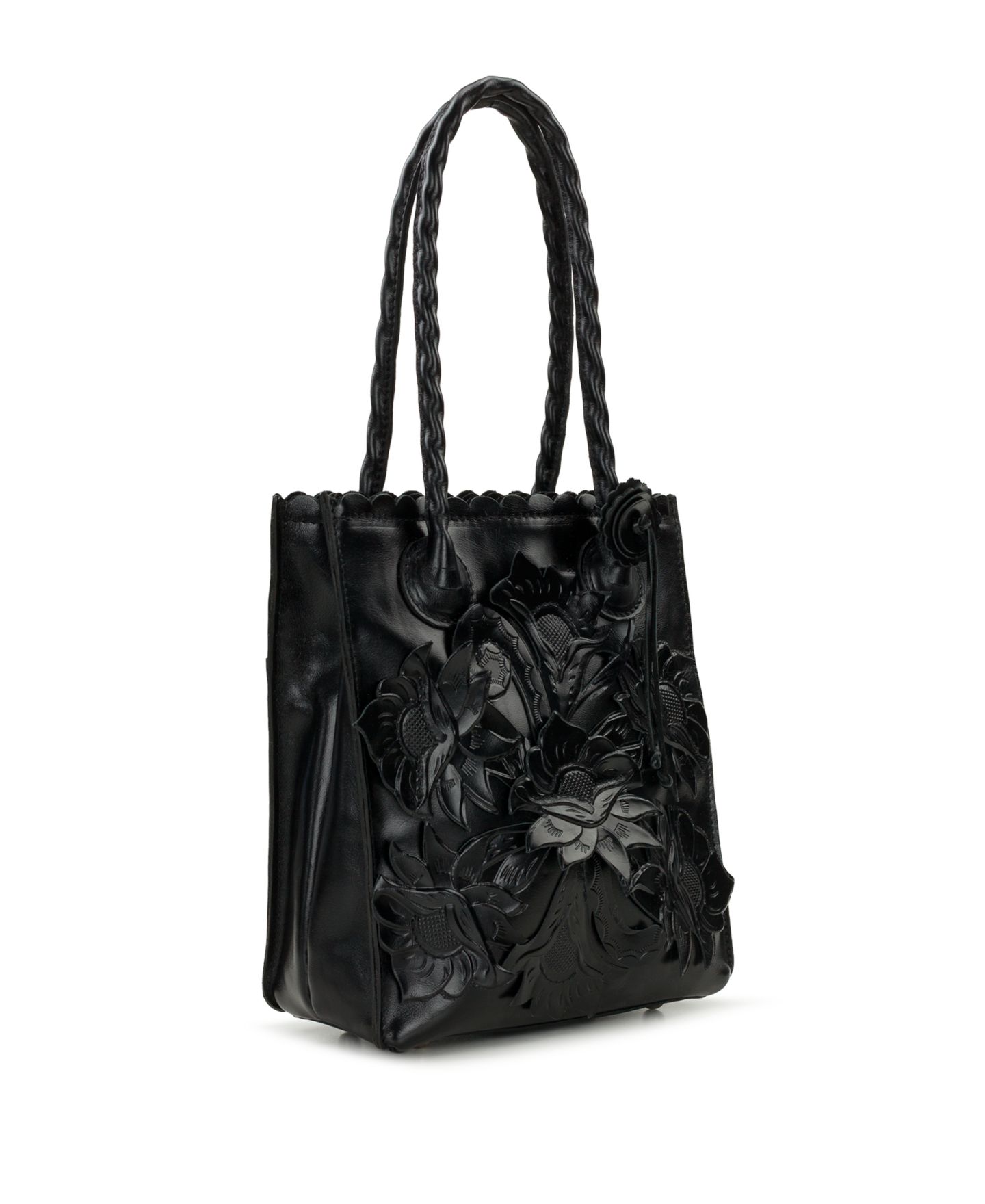Женская сумка Patricia Nash Charline Cavo Small Tooled Leather Applique Tote Handbag, цвет: Чёрный — фото 3