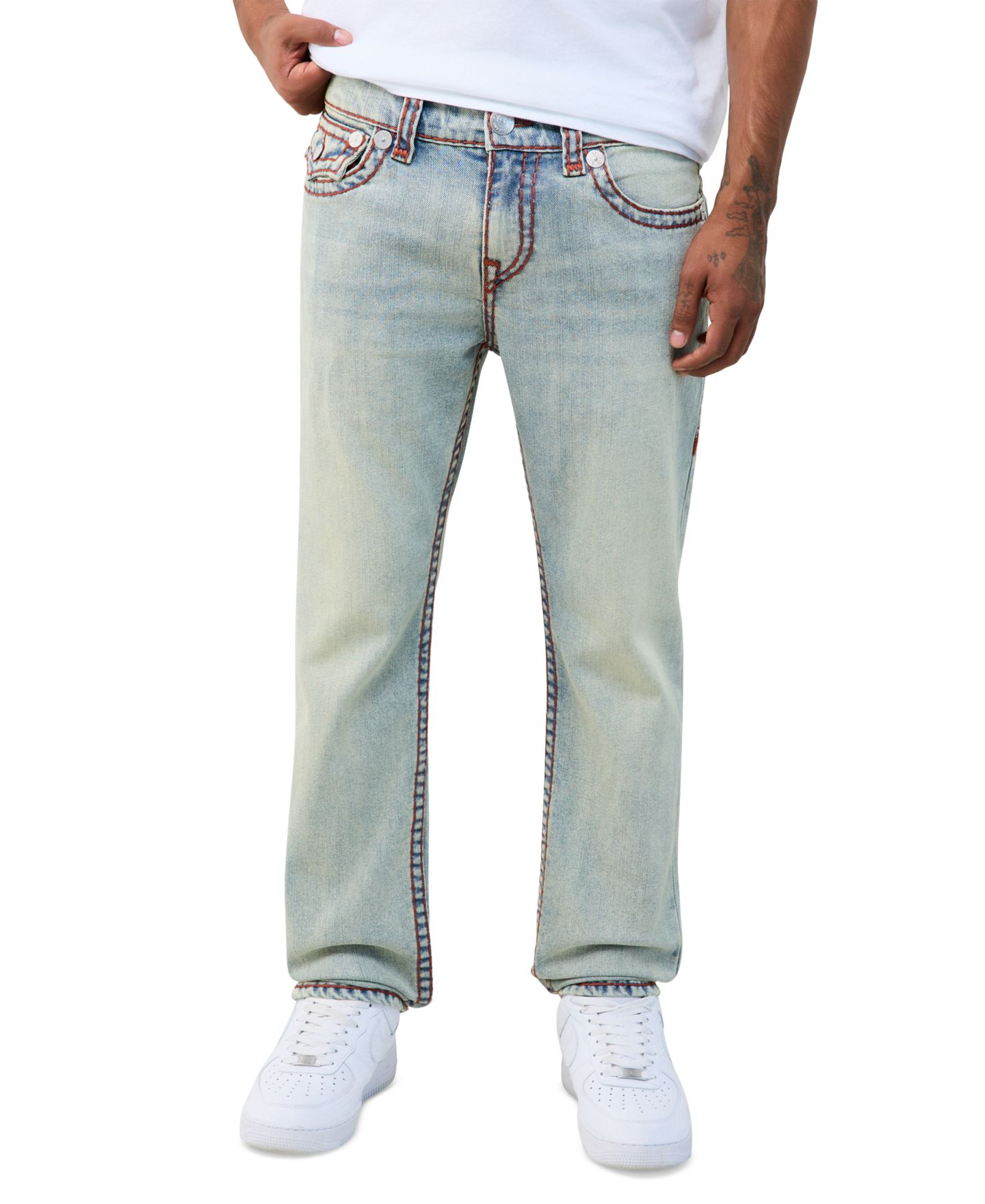 Мужские джинсы True Religion Rocco Skinny Super T Flap, цвет: Выбеленный варёный — фото 3