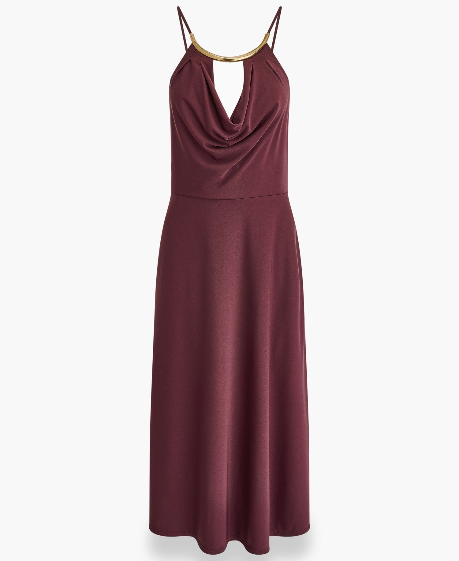 Women's Halter Hardware Neck Detail Midi Dress