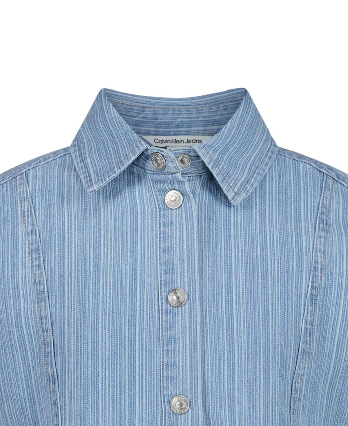 Calvin Klein Girls' 7-16 Short-Sleeve Button-Front Denim Shirt Dress