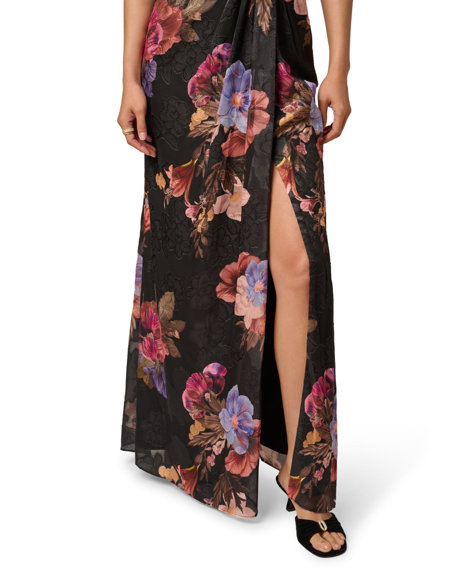 Women's Printed One-Shoulder Chiffon Ball Gown