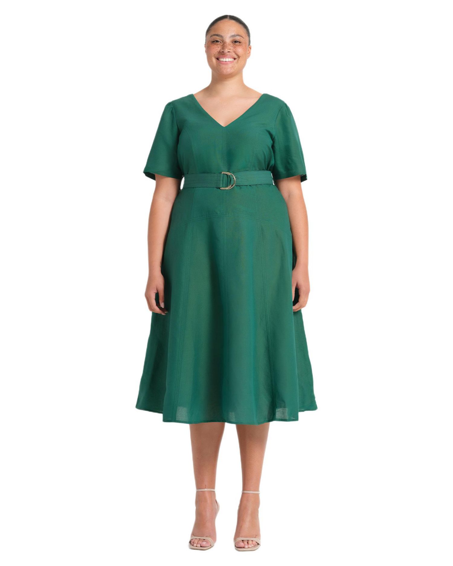 Women's Aelin Linen Belted Fit Flare Maxi Dress
