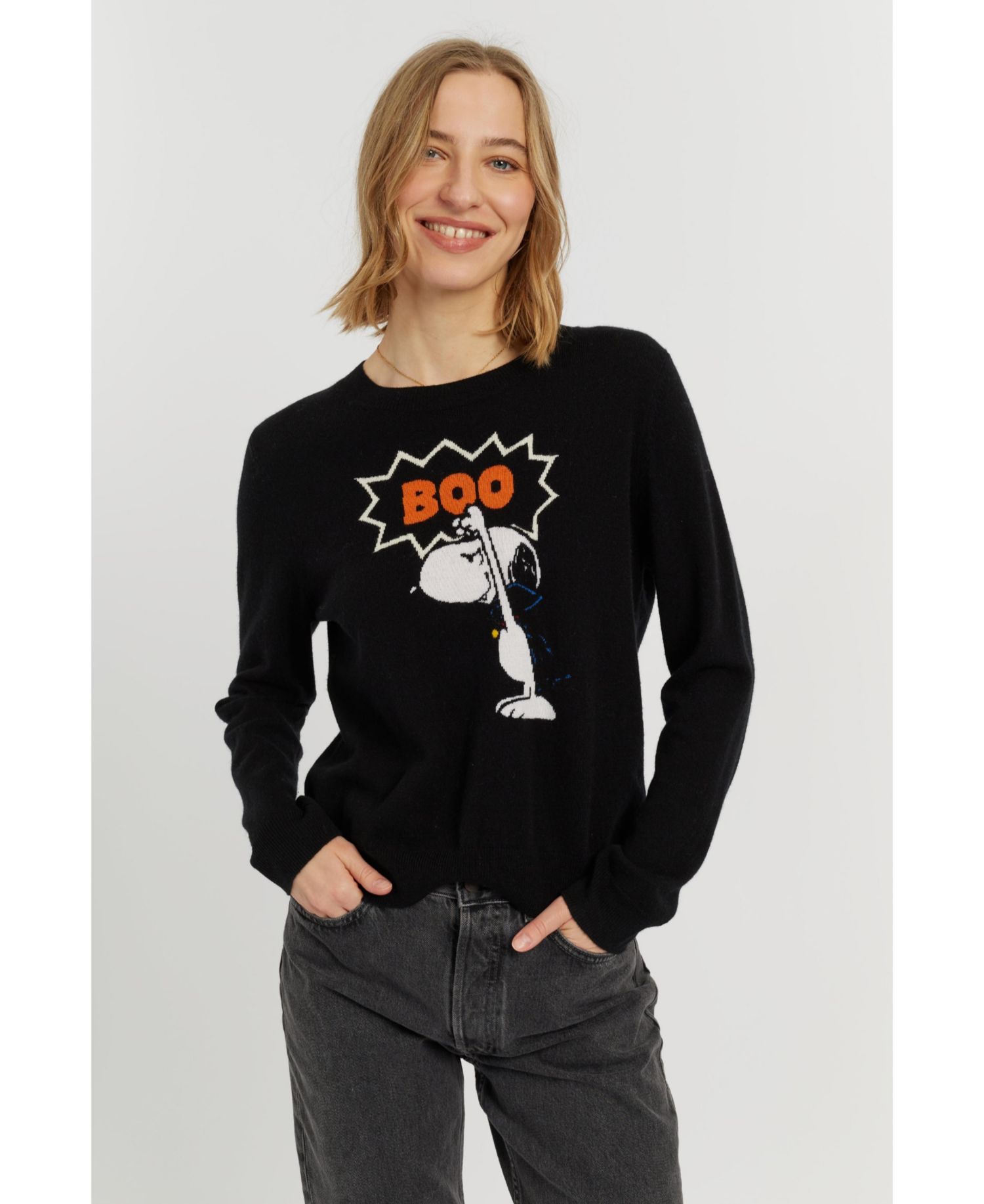 Women's Wool-Cashmere Snoopy Boo Sweater
