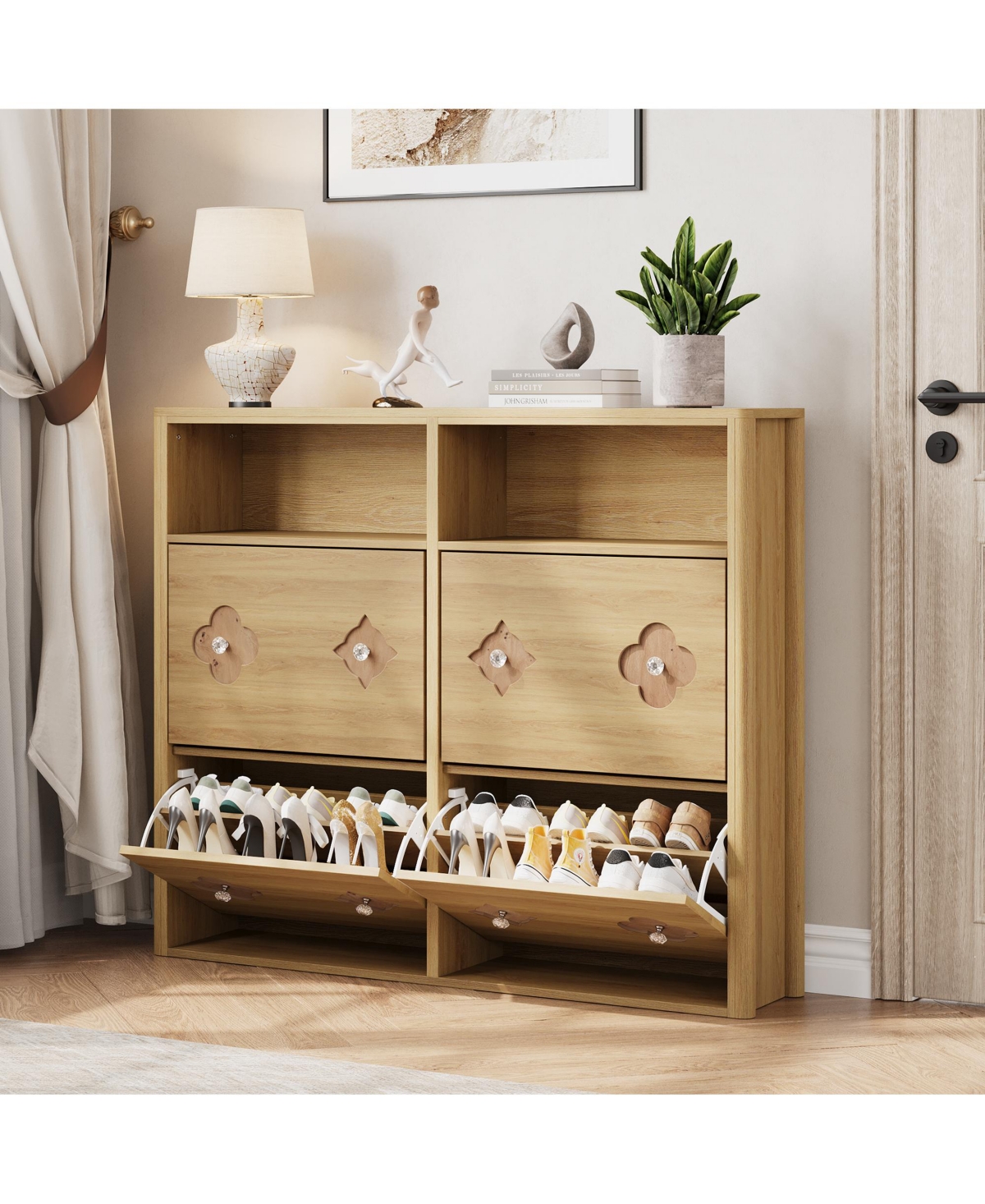 gaomon 4 Flip Freestanding Drawers Shoe Cabinet, Shoe Rack Cabinet for Entryway