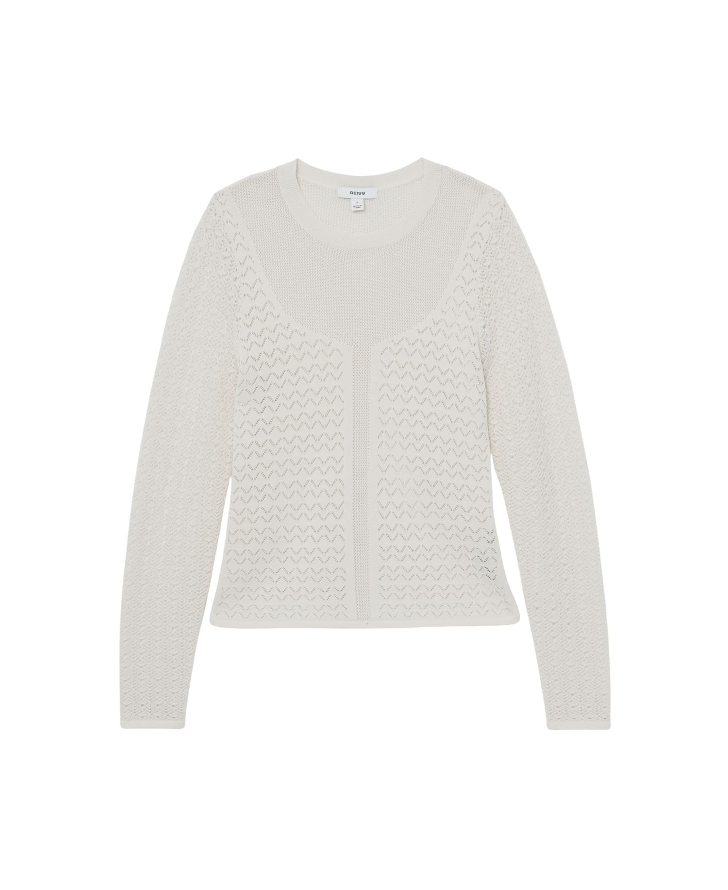 Women's Pointelle-Knit Long-Sleeve Top