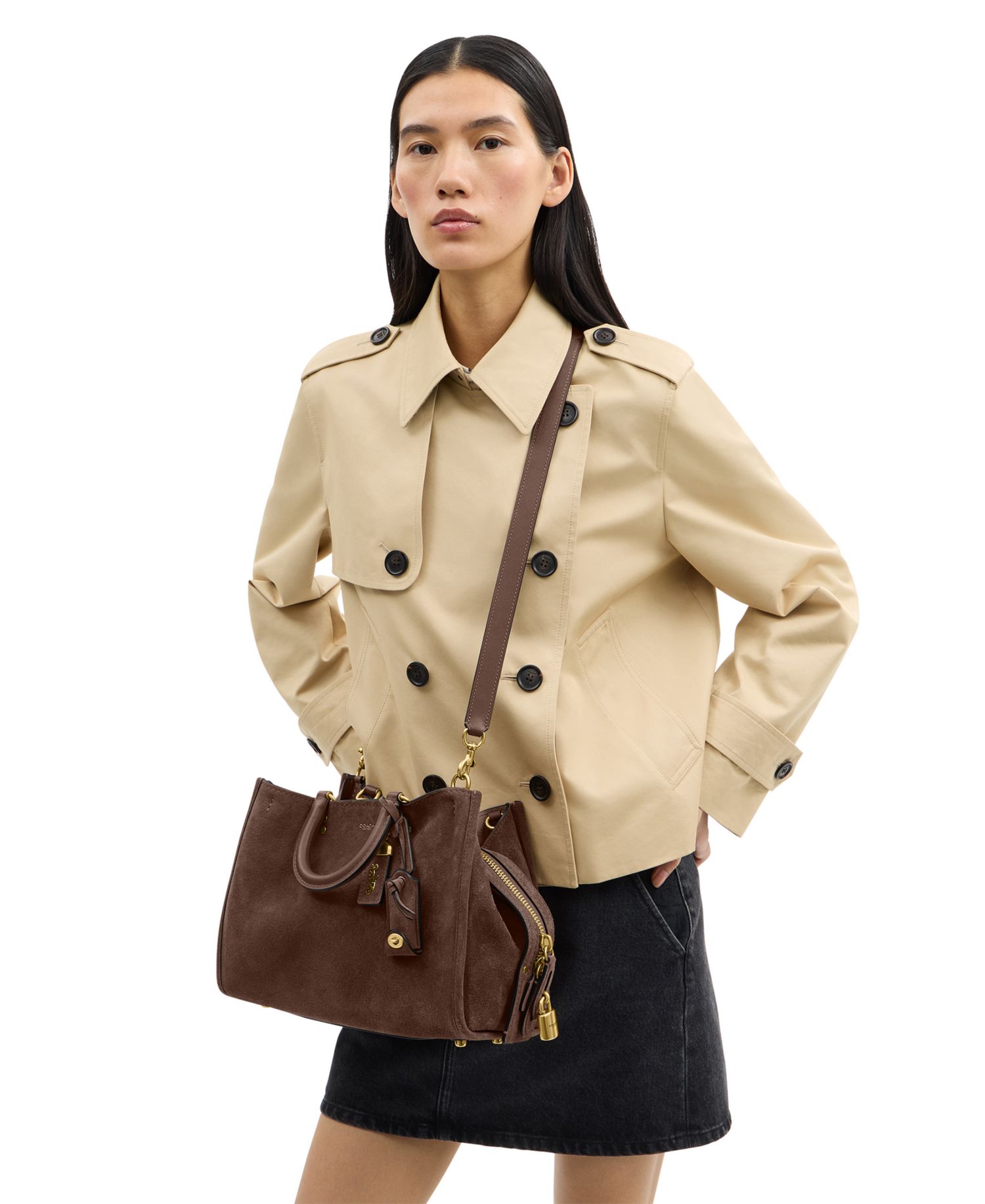 Rogue Medium Suede Satchel Handbag 31
