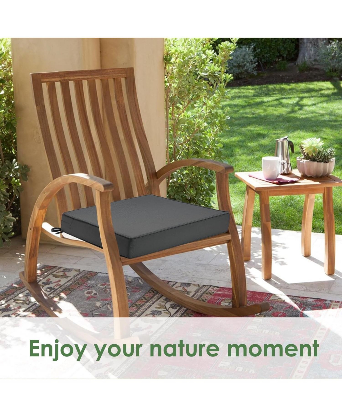 Waterproof Outdoor Chair Cushions Set of 2 - Thick 600D Oxford Foam Seat Pads with Ties for Garden Sofa or Patio, 22"x22"x4"